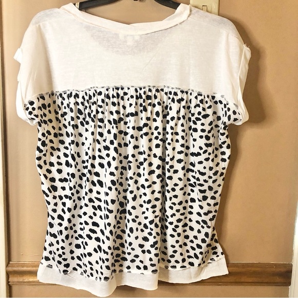 Umgee Mixed Print‎ Short Sleeve Top Dalmatian White Small - Picture 2 of 6